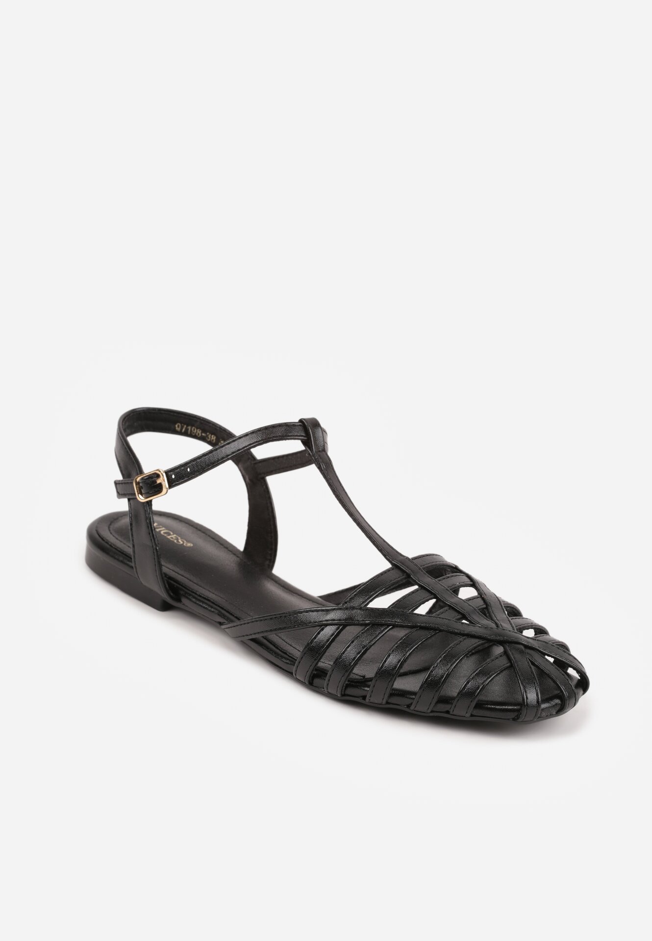 Czarne Sandały VICES z Geometrycznymi Paskami Abadia