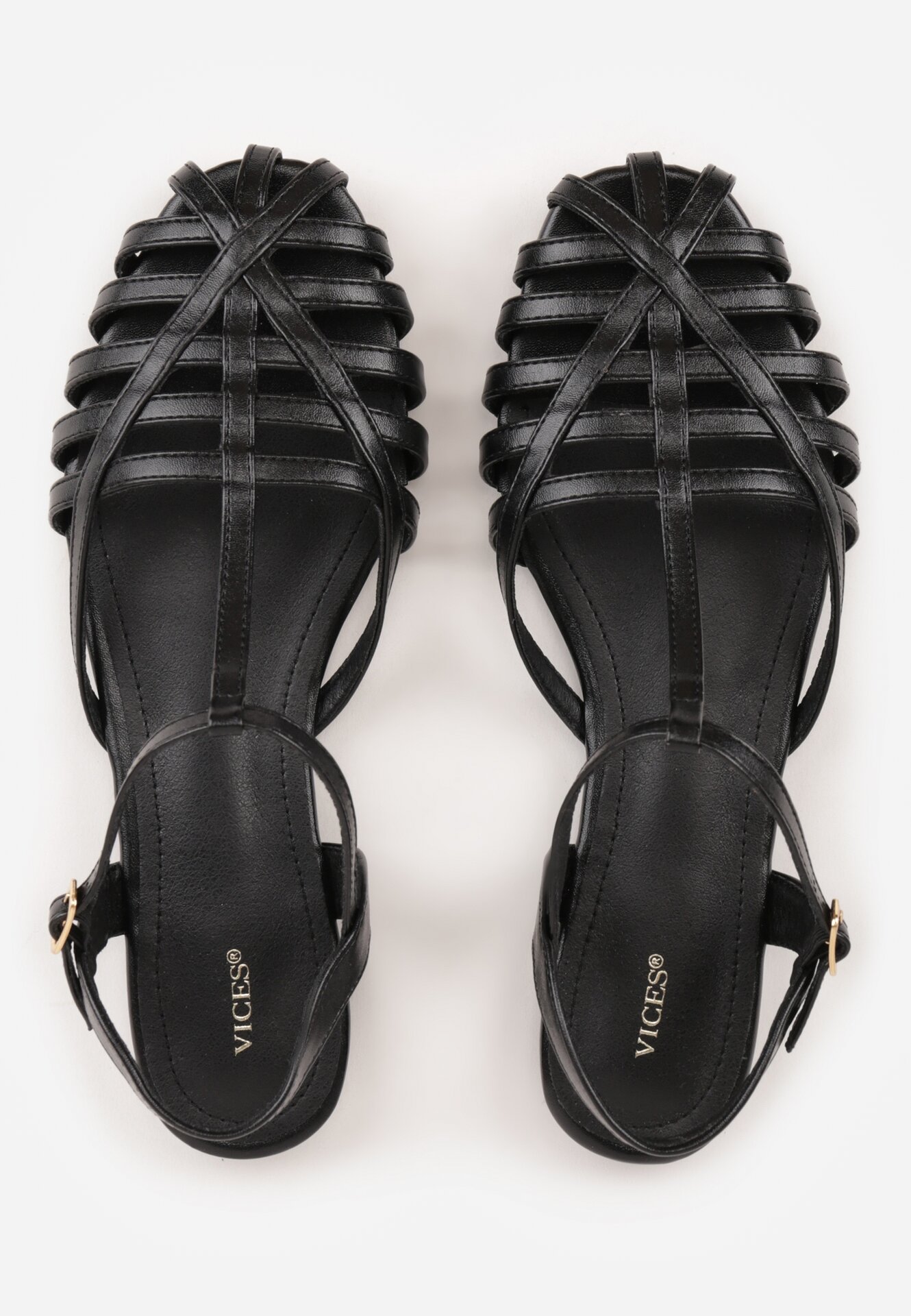 Czarne Sandały VICES z Geometrycznymi Paskami Abadia