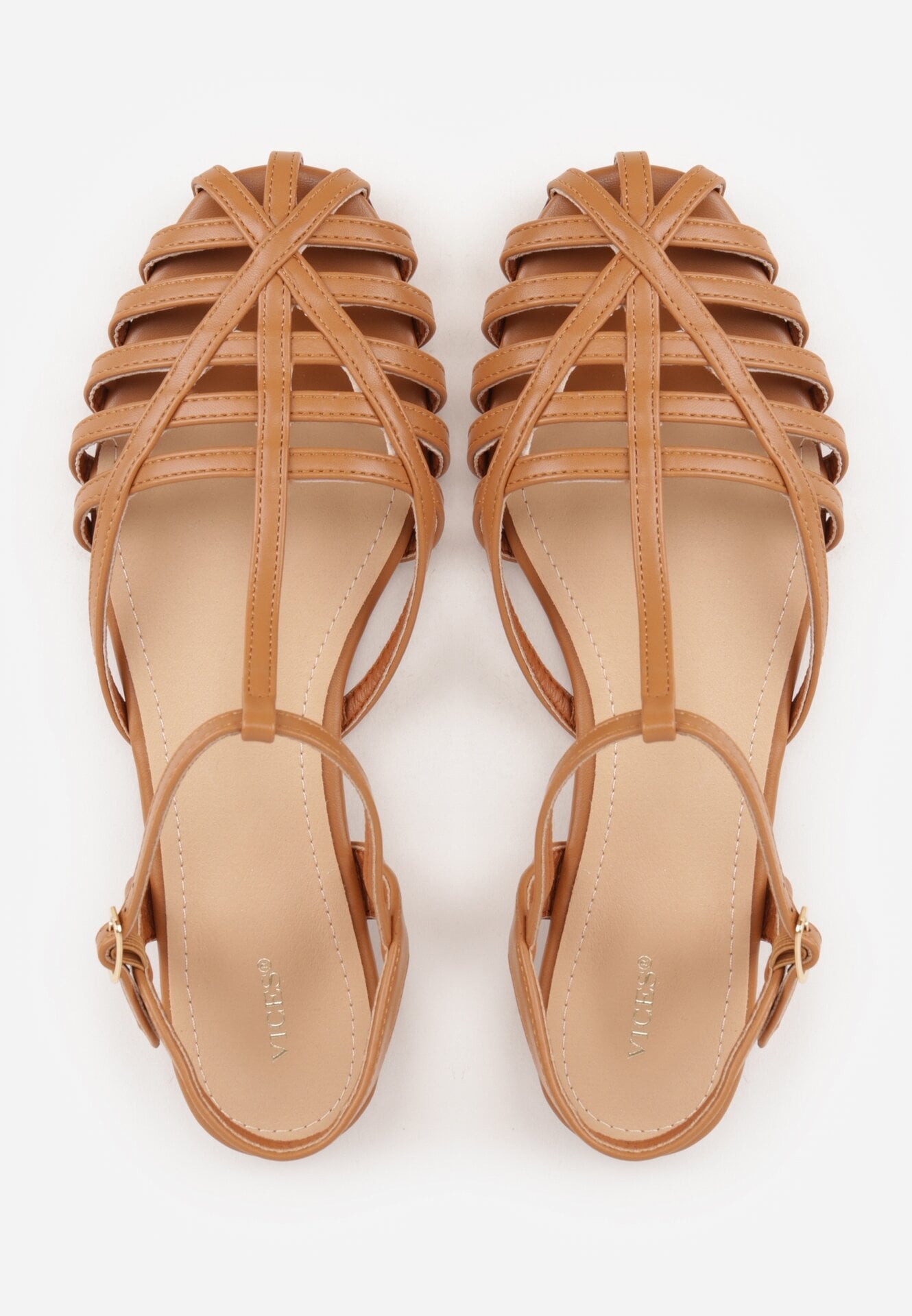 Brązowe Sandały VICES z Geometrycznymi Paskami Abadia