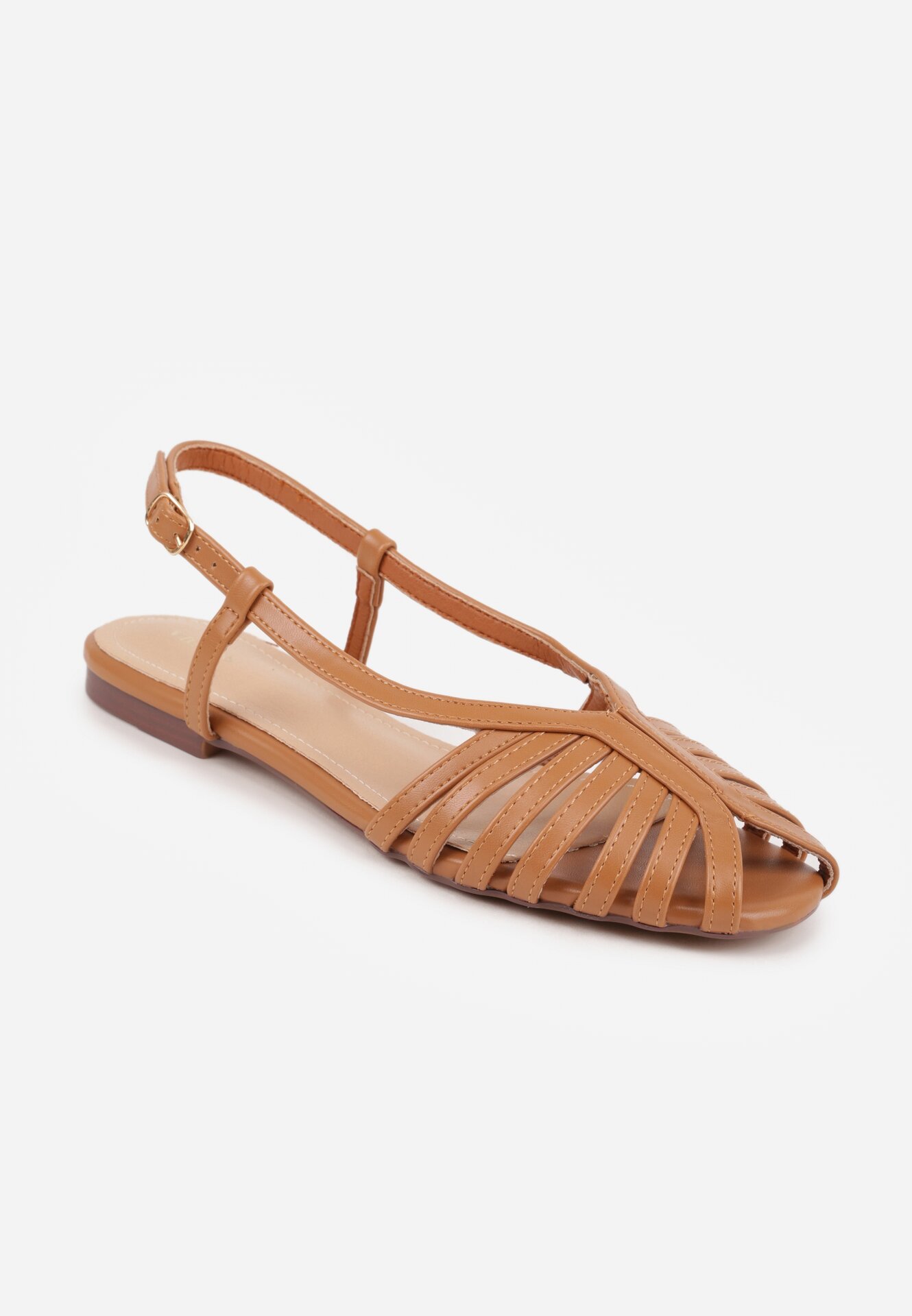 Brązowe Płaskie Sandały VICES z Cienkimi Paseczkami i Otwartym Noskiem Iphadora