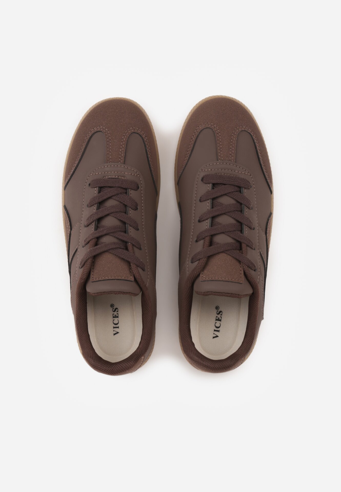 Brązowe Sneakersy VICES Typu Klasyczne Tenisówki z Łączonych Materiałów Azinina