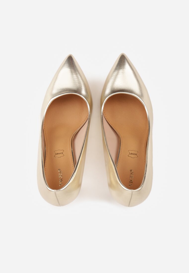 Jasnozłote Klasyczne Szpilki Vices ze Skórzaną Wkładką Innadelle