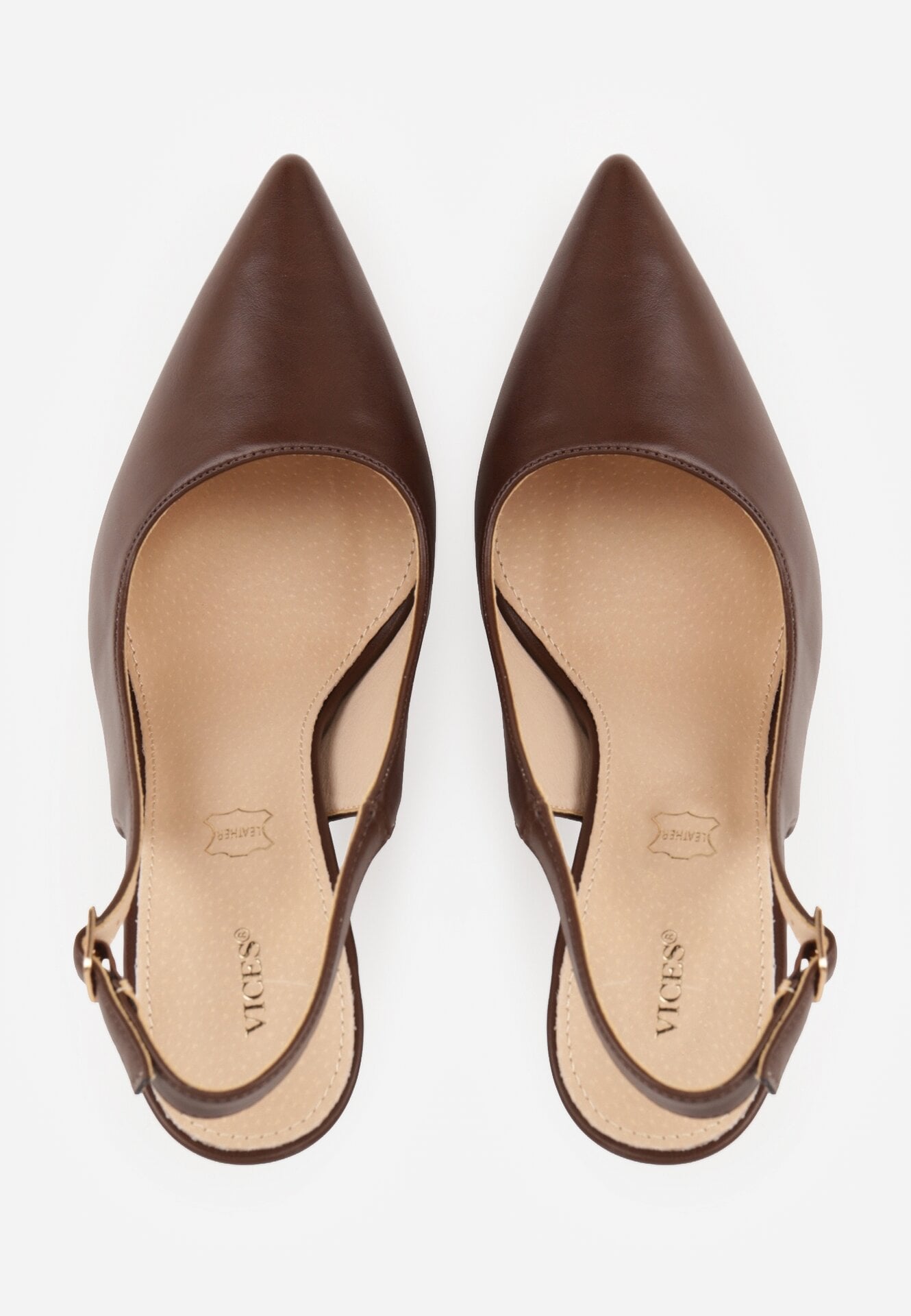 Brązowe Szpilki VICES z Odkrytą Piętą i Skórzaną Wkładką Kiladria