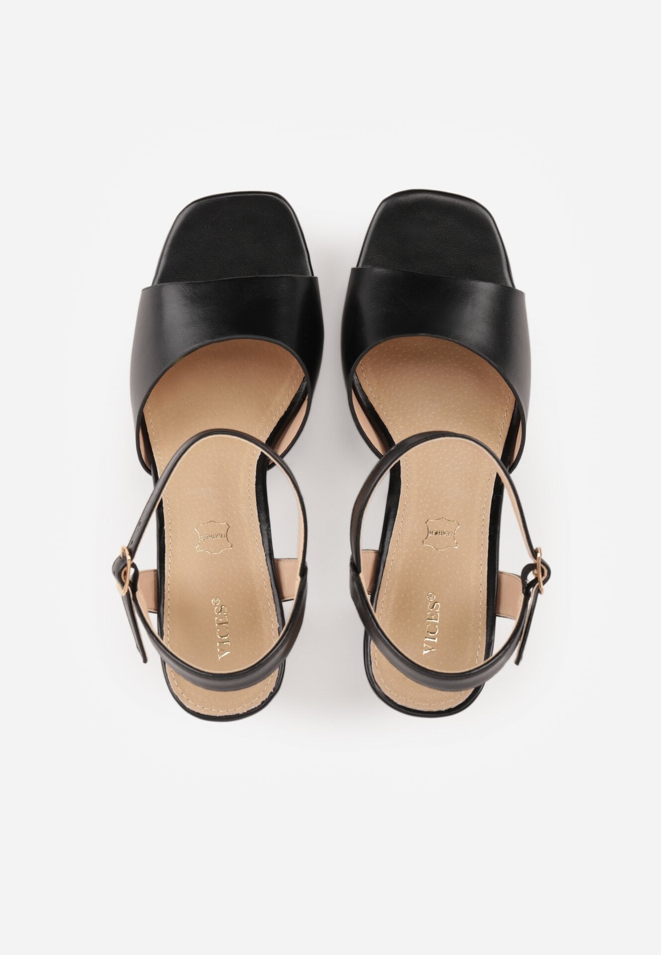 Czarne Sandały VICES na Słupku i Platformie z Wkładką ze Skóry Naturalnej Azimara