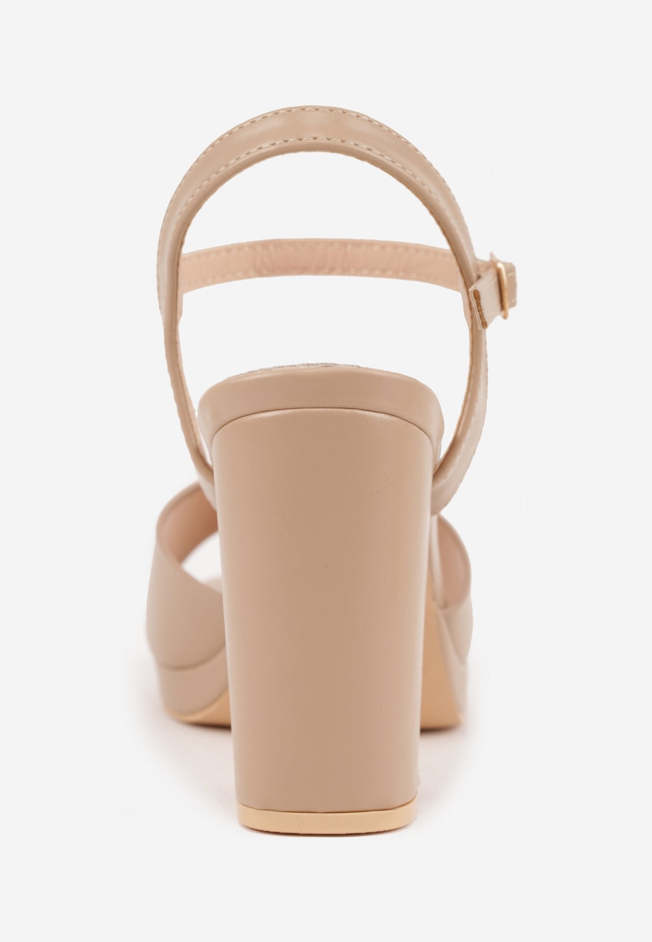 Ciemnobeżowe Sandały VICES na Słupku i Platformie z Wkładką ze Skóry Naturalnej Azimara