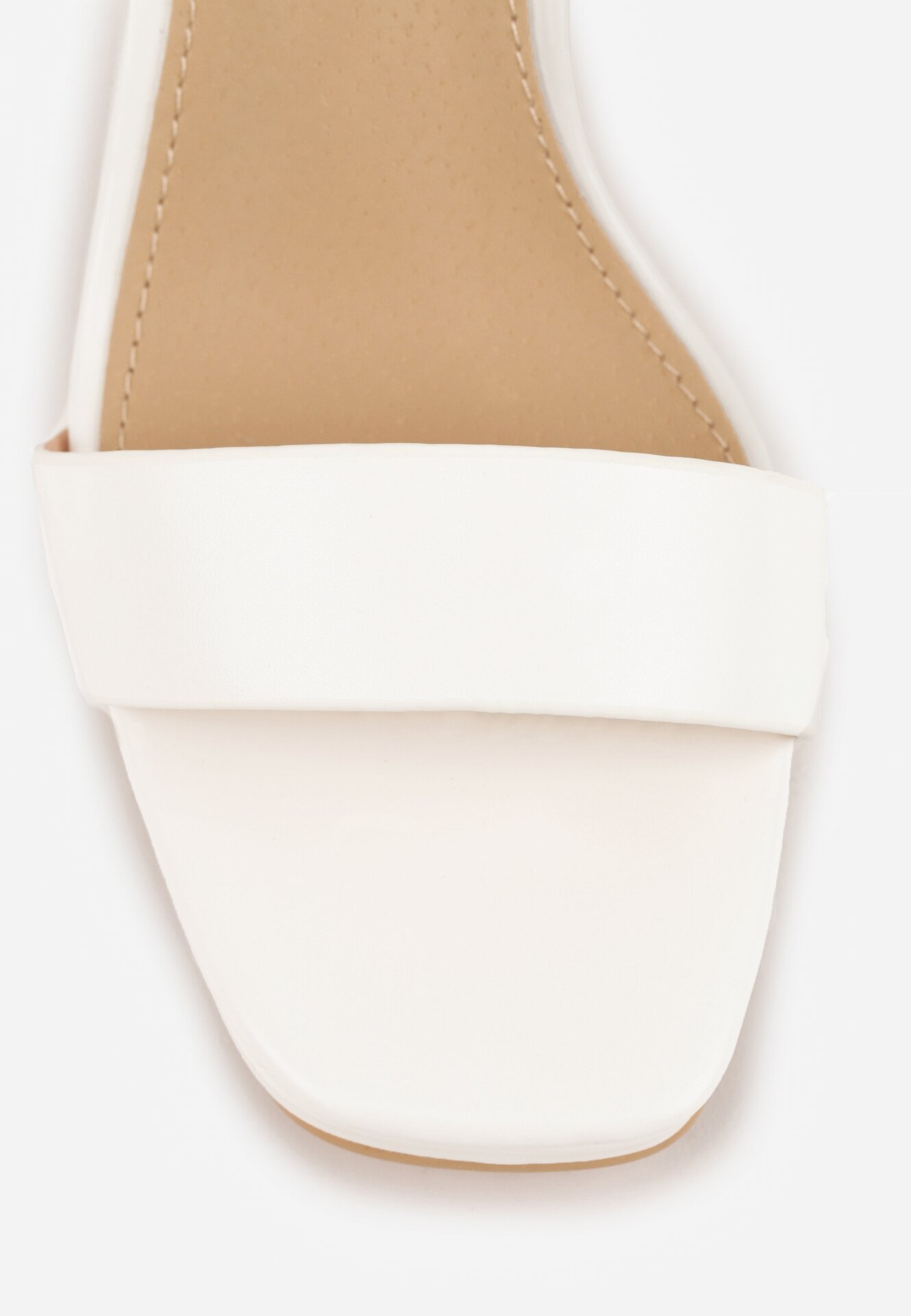 Białe Sandały VICES na Słupku z Wkładką ze Skóry Naturalnej Azirera