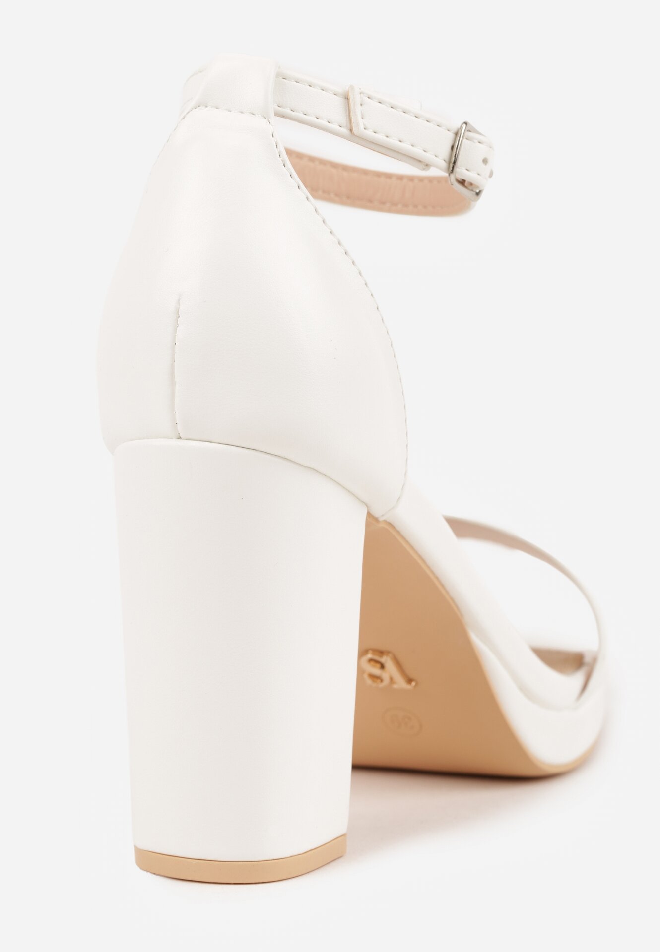 Białe Sandały VICES na Słupku z Wkładką ze Skóry Naturalnej Azirera