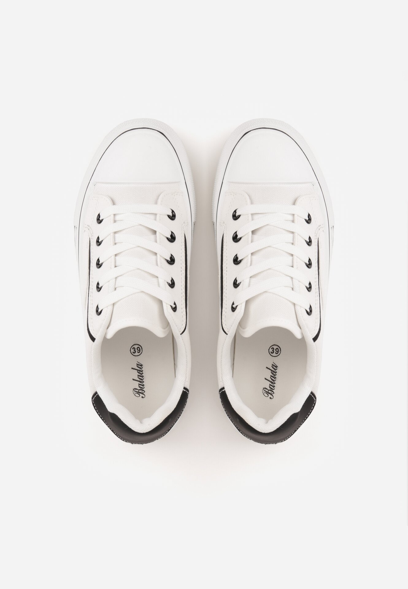 Biało-Czarne Klasyczne Trampki na Grubej Podeszwie Araenes