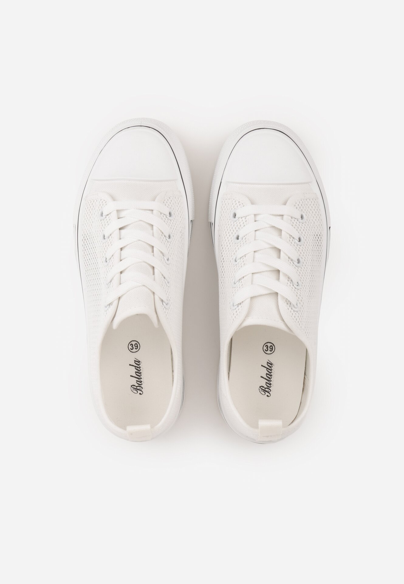 Białe Trampki na Grubej Podeszwie z Plecioną Cholewką Nalivera