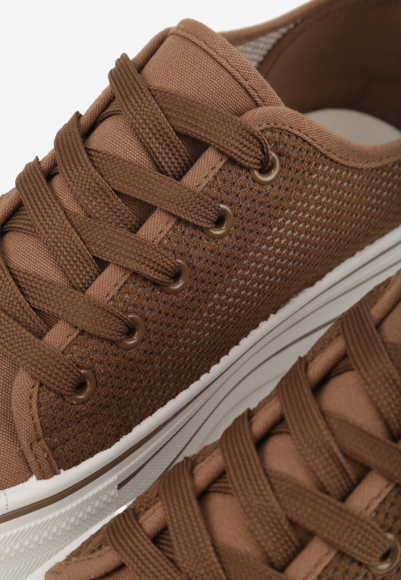 Brązowe Trampki na Grubej Podeszwie z Plecioną Cholewką Nalivera