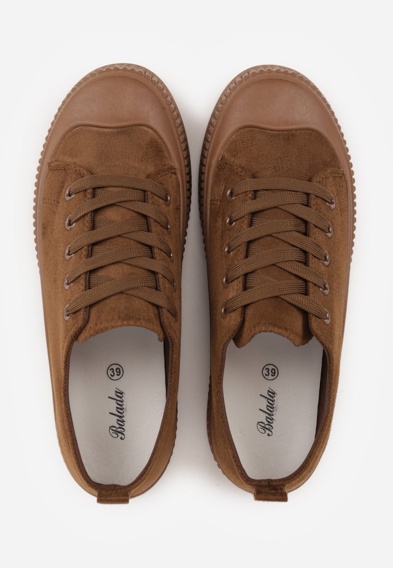 Brązowe Trampki z Imitacji Zamszu z Nieregularną Podeszwą ze Żłobieniami Naranatea