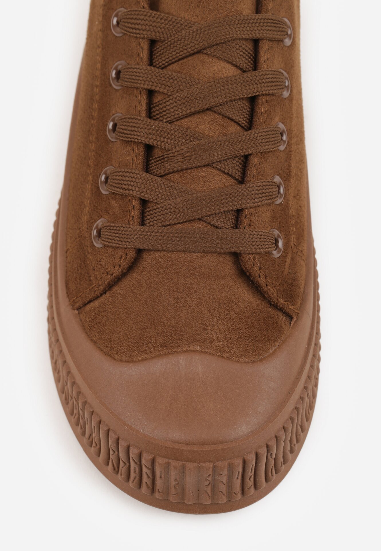 Brązowe Trampki z Imitacji Zamszu z Nieregularną Podeszwą ze Żłobieniami Naranatea