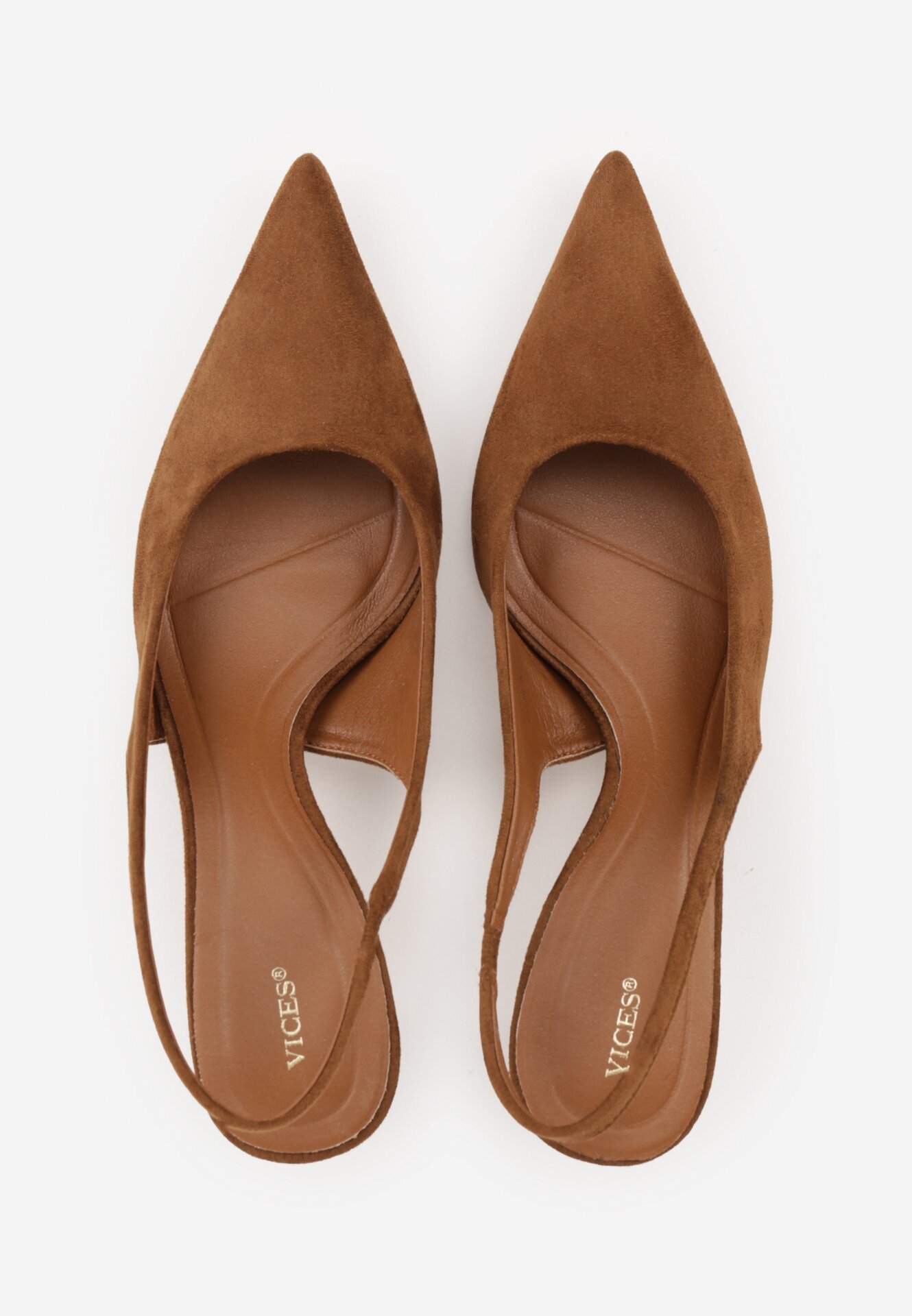 Brązowe Czółenka z Odkrytą Piętą VICES na Obcasie Kaczuszka Anatema