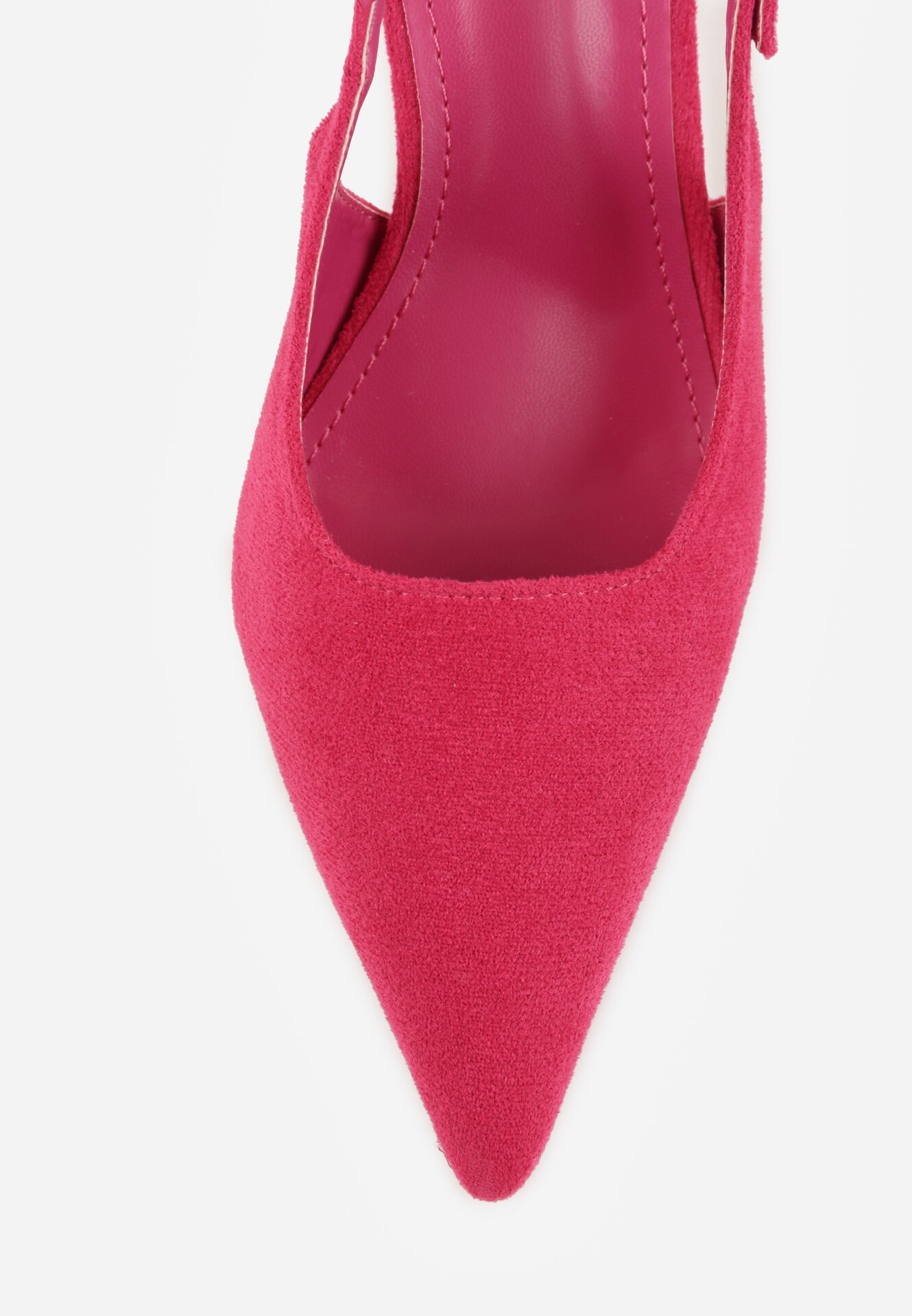 Fuksjowe Szpilki VICES z Imitacji Zamszu z Odkrytą Piętą i Podłużną Klamrą Natterea