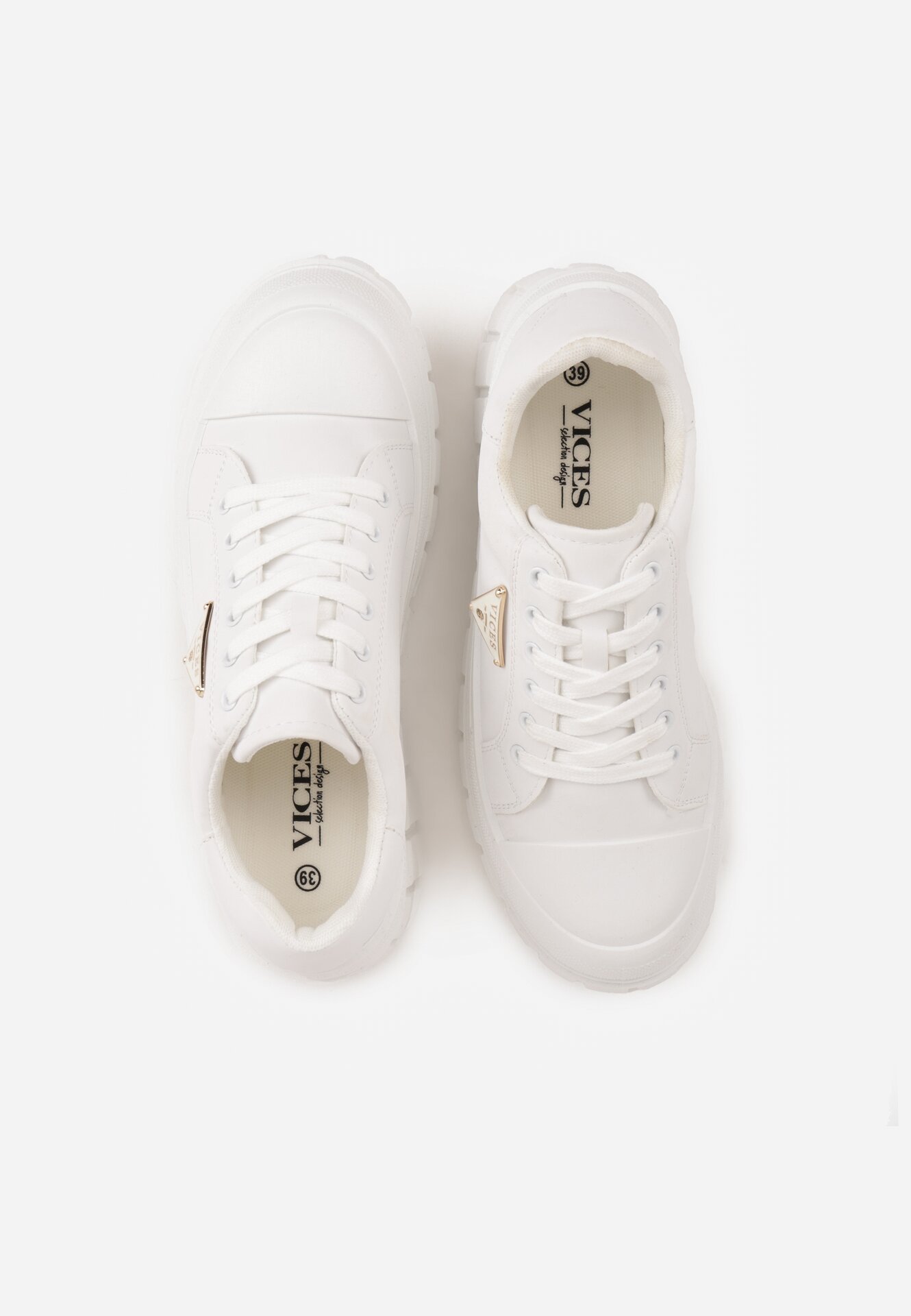 Białe Casualowe Sneakersy VICES na Grubej Podeszwie z Tłoczeniami Therelle