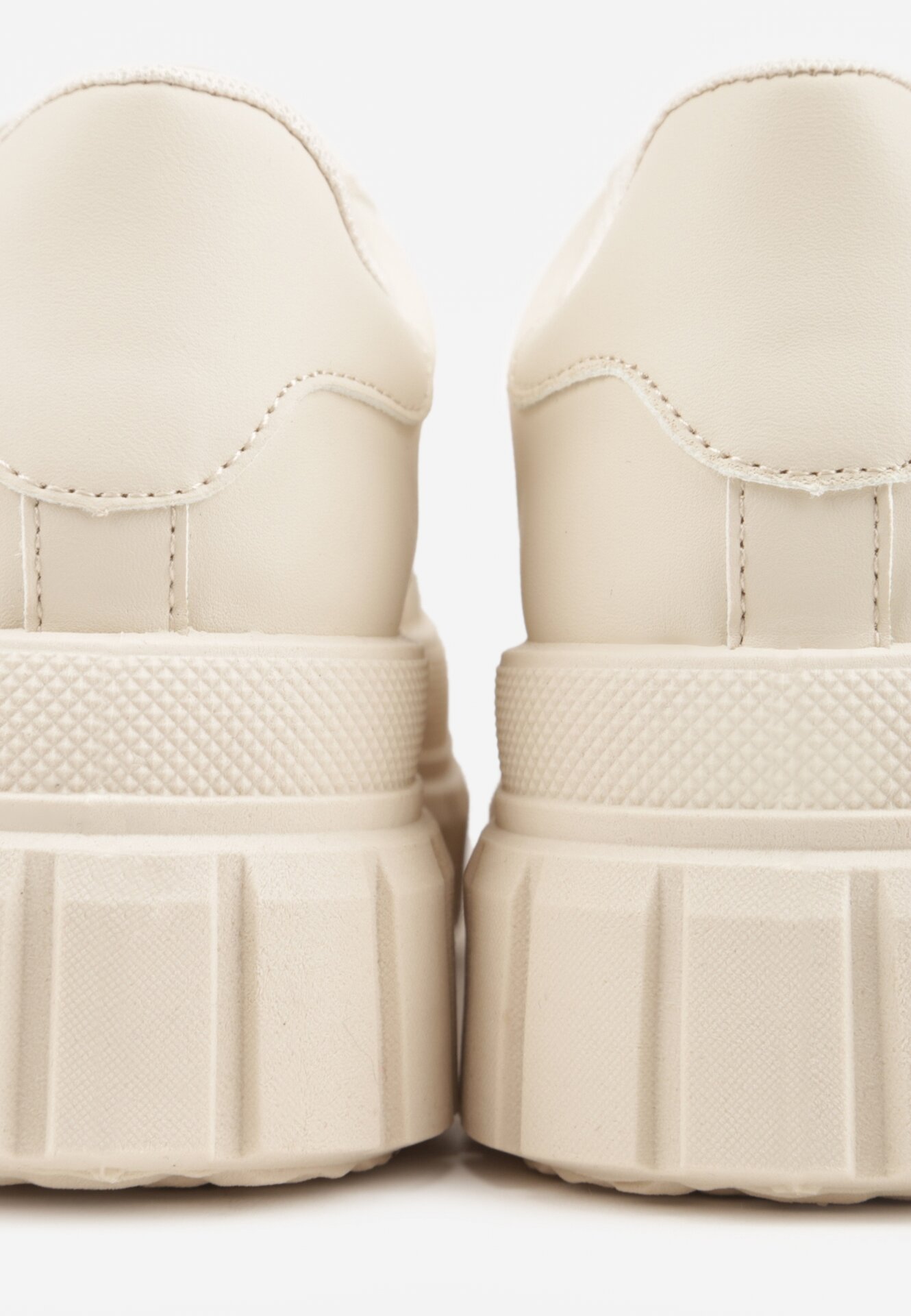 Beżowe Casualowe Sneakersy VICES na Grubej Podeszwie z Tłoczeniami Therelle