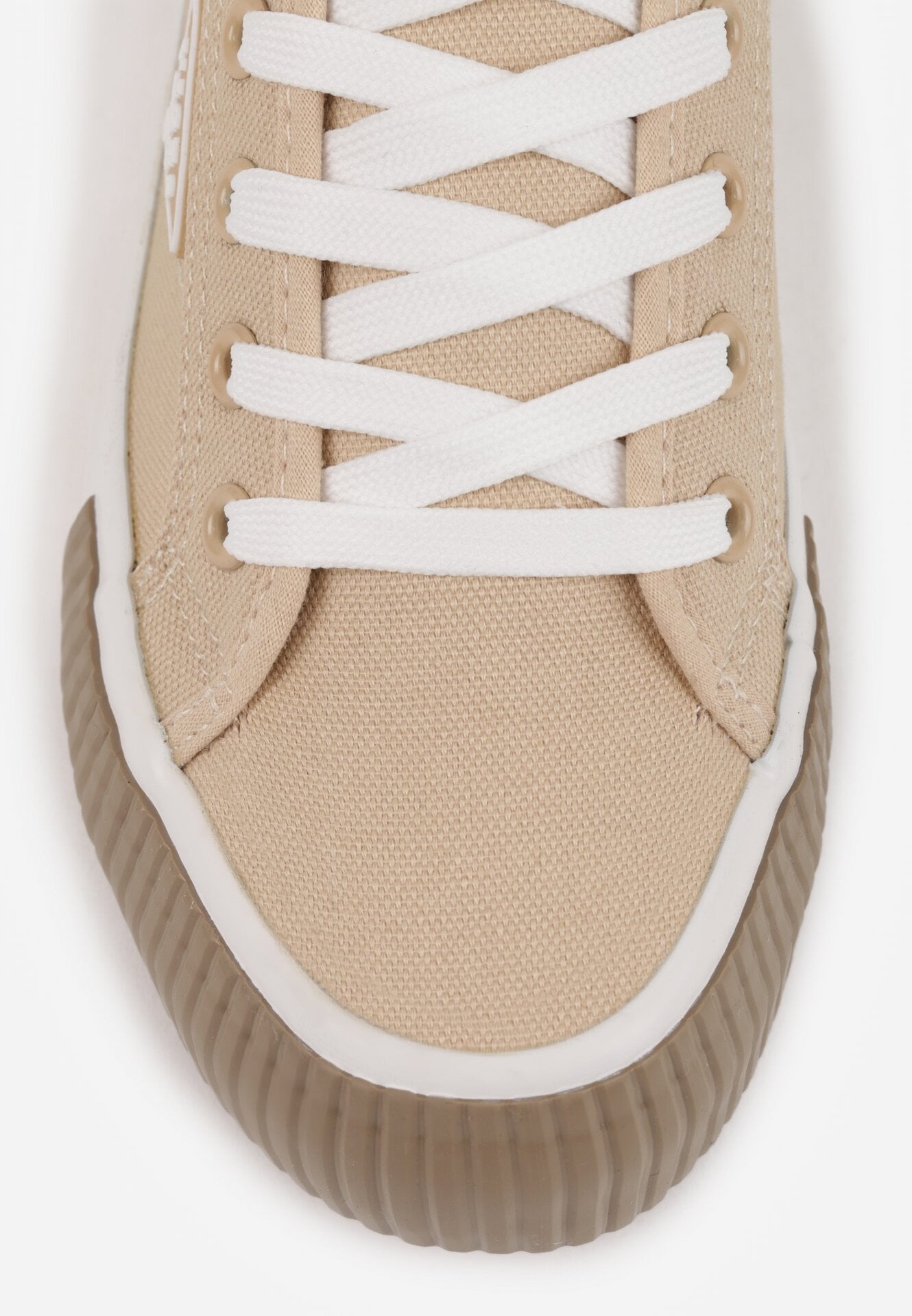 Beżowe Trampki VICES na Grubej Podeszwie z Tłoczeniami z Trójkątną Aplikacją Bolirea