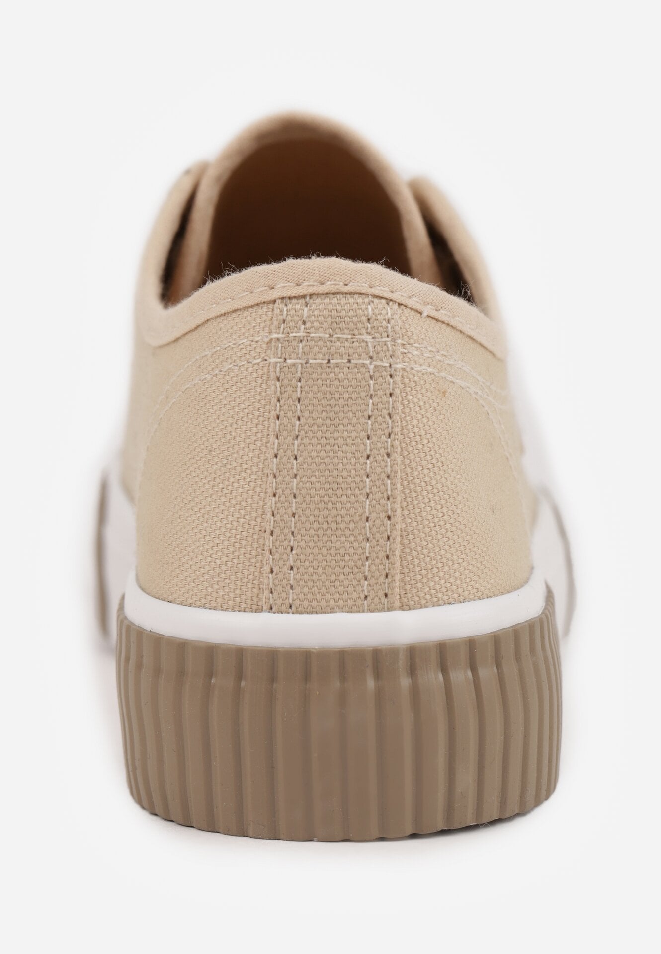 Beżowe Trampki VICES na Grubej Podeszwie z Tłoczeniami z Trójkątną Aplikacją Bolirea