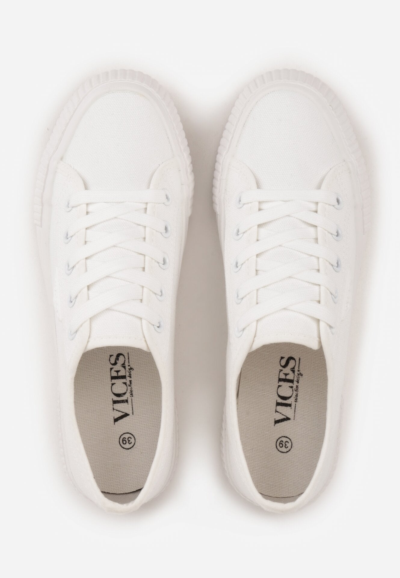 Białe Trampki VICES na Grubej Podeszwie z Tłoczeniami z Trójkątną Aplikacją Bolirea