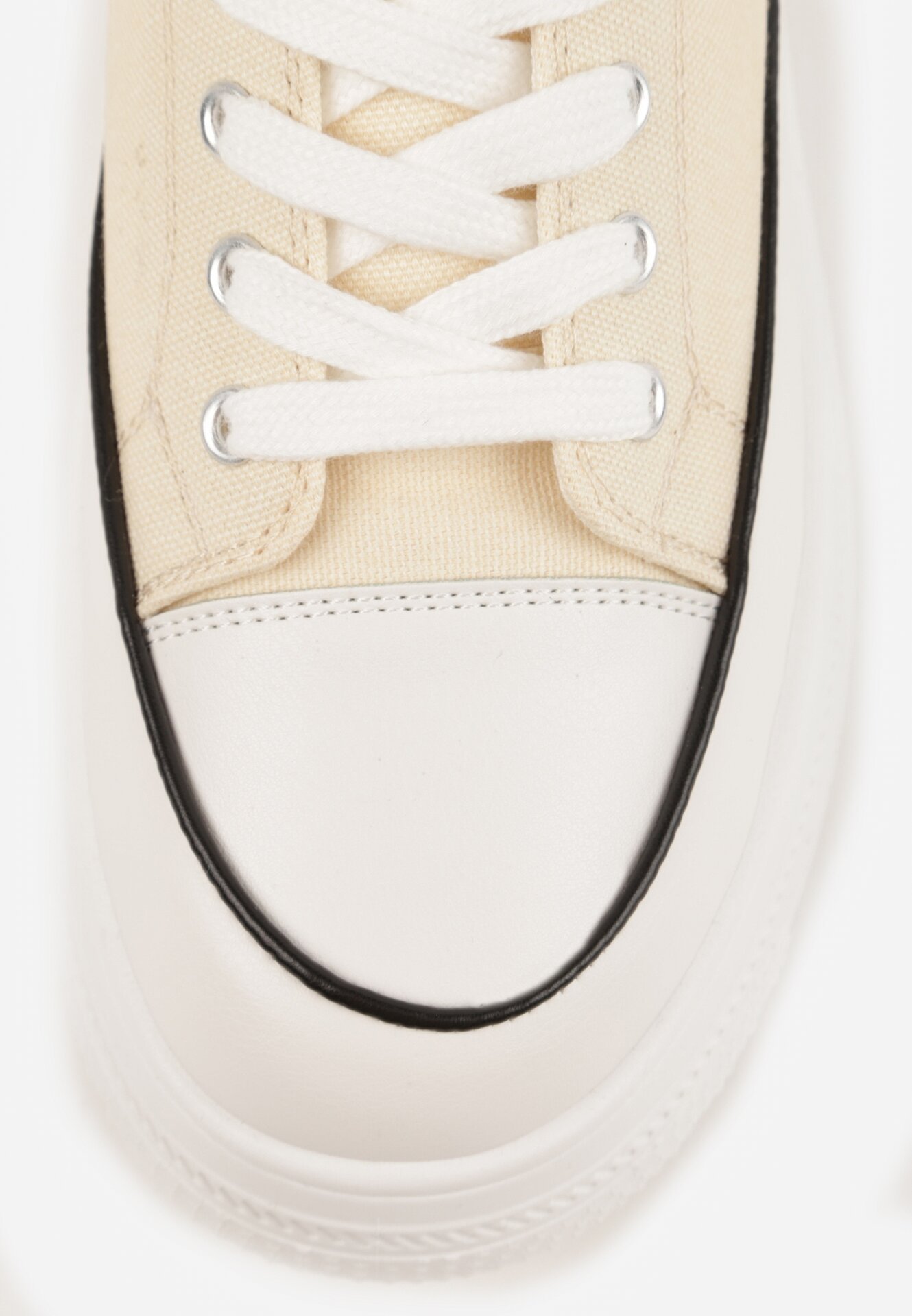 Beżowe Trampki VICES na Grubej Podeszwie Zdobione Lamówką Riosara