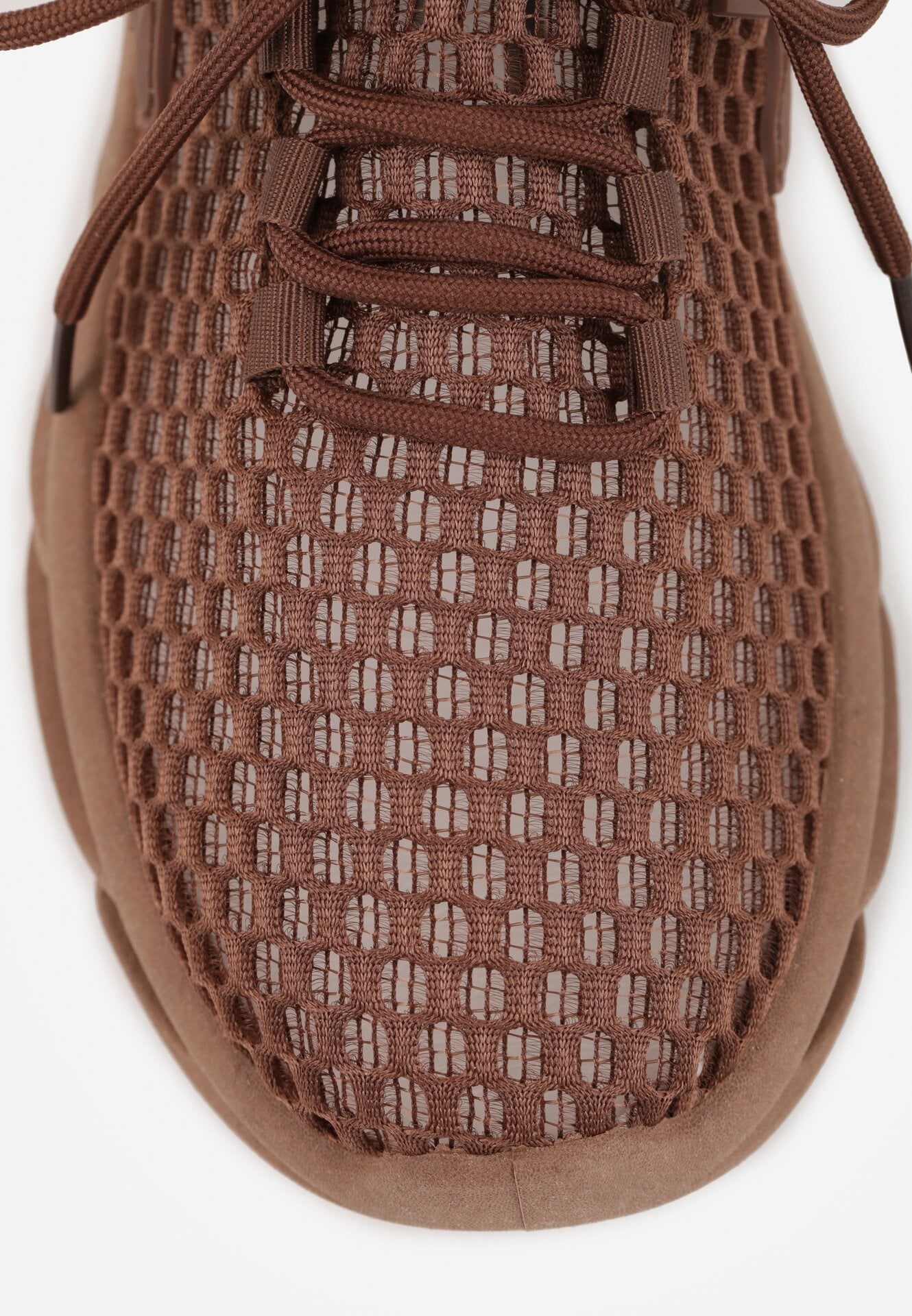 Brązowe Siateczkowe Sneakersy na Grubej Podeszwie z Perforacją Mirarien