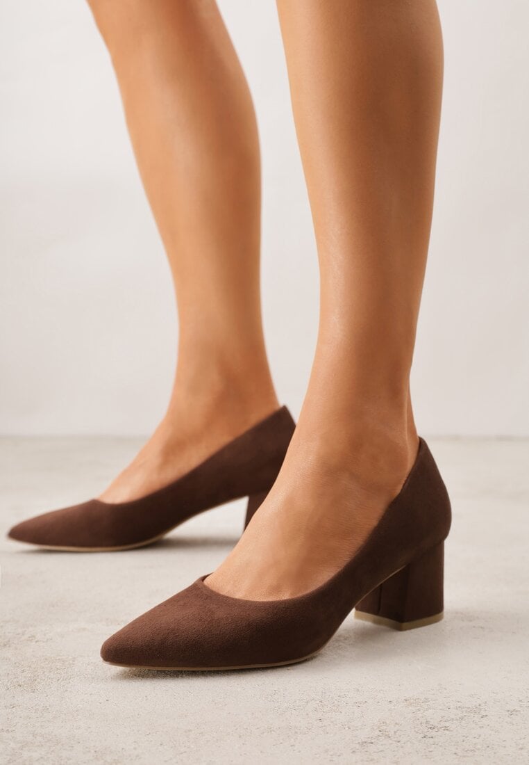 Brązowe Czółenka Vices na Obcasie ze Skórzaną Wkładką Valaria