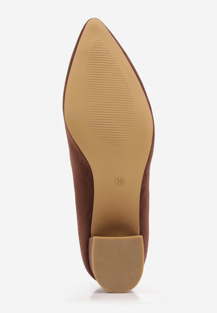 Brązowe Czółenka Vices na Obcasie ze Skórzaną Wkładką Valaria
