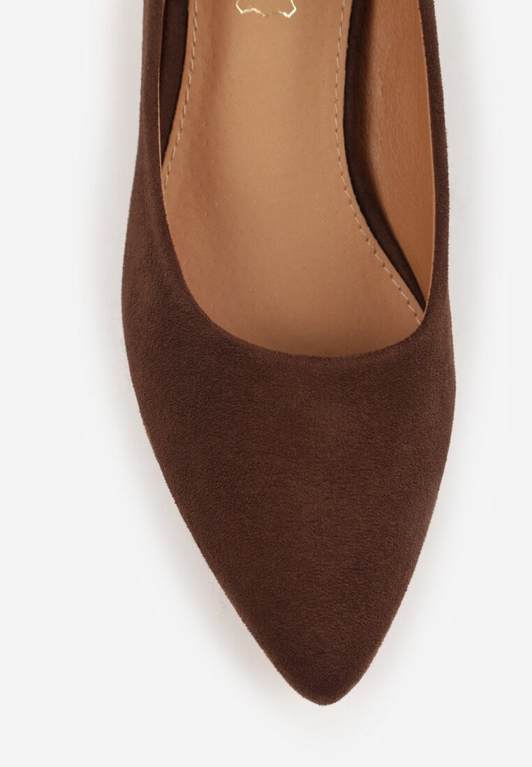 Brązowe Czółenka Vices na Obcasie ze Skórzaną Wkładką Valaria