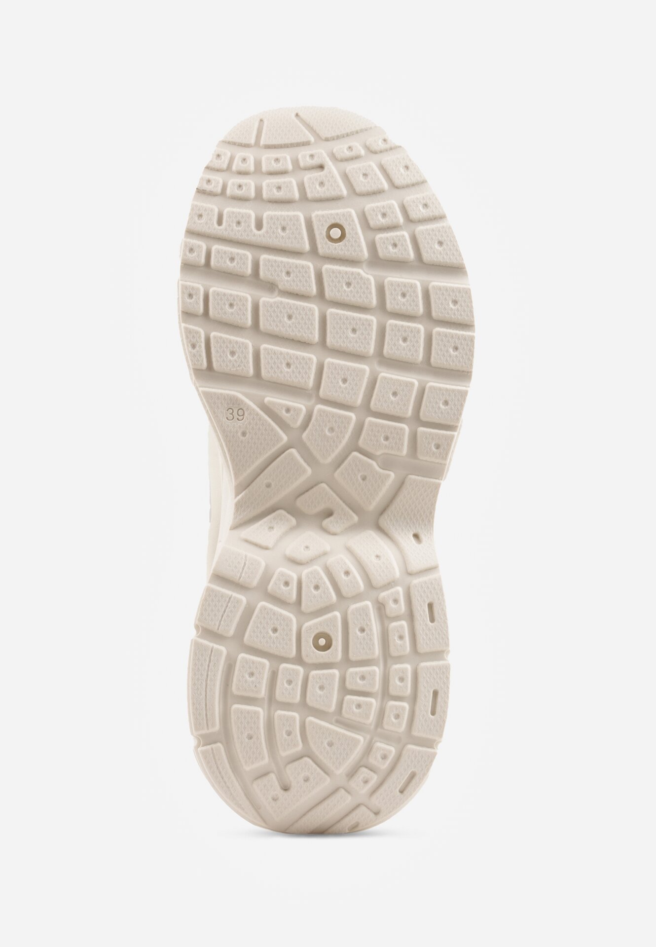 Beżowe Sneakersy VICES na Grubej Tłoczonej Podeszwie z Perforacją Elanatia