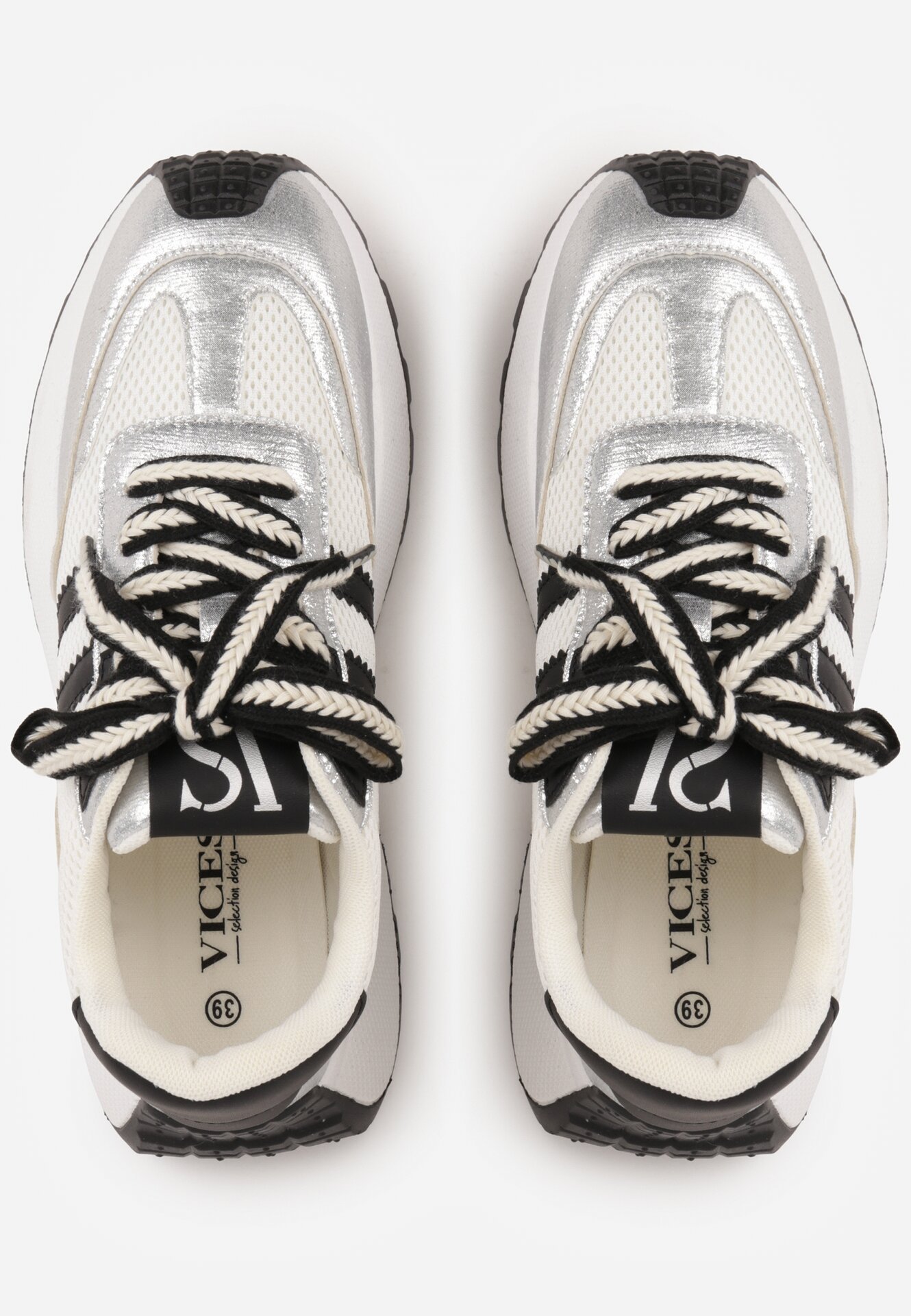 Srebrne Sneakersy VICES w Stylu Streetwearowym na Grubej Podeszwie Ilinatea