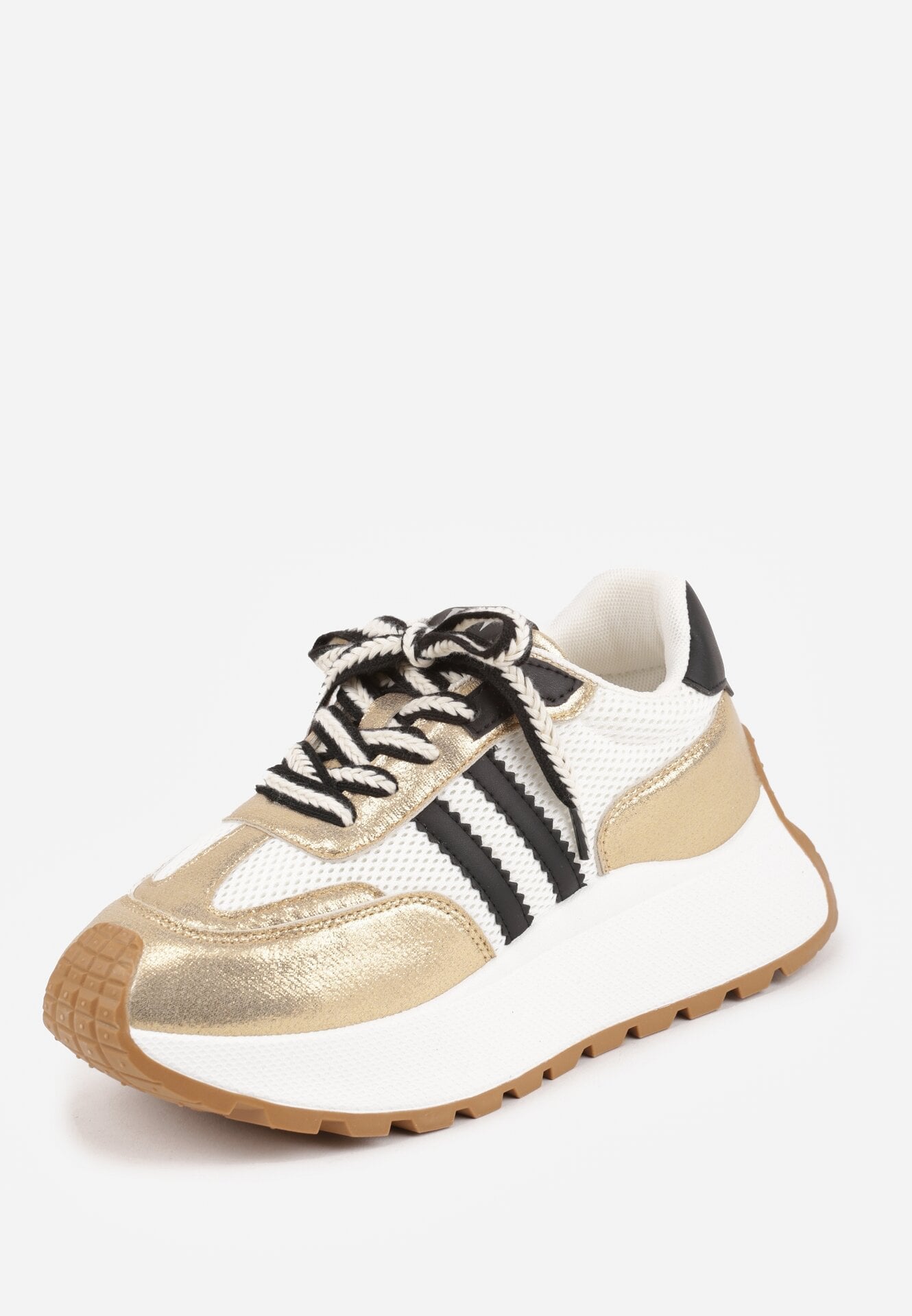 Złote Sneakersy VICES w Stylu Streetwearowym na Grubej Podeszwie Ilinatea