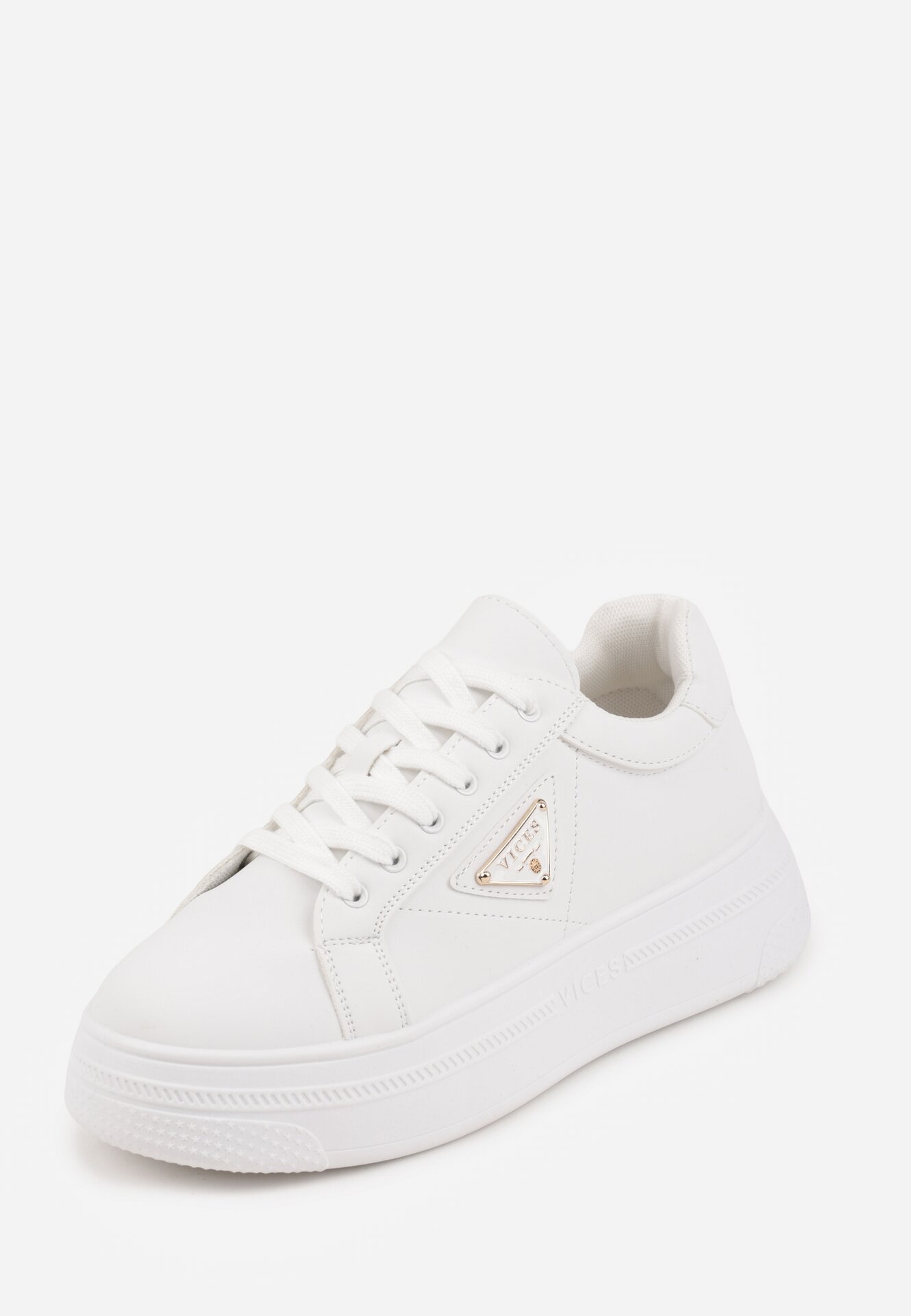 Białe Sneakersy VICES na Grubej Podeszwie z Bieżnikiem Zdobionej Gwiazdką Natevia