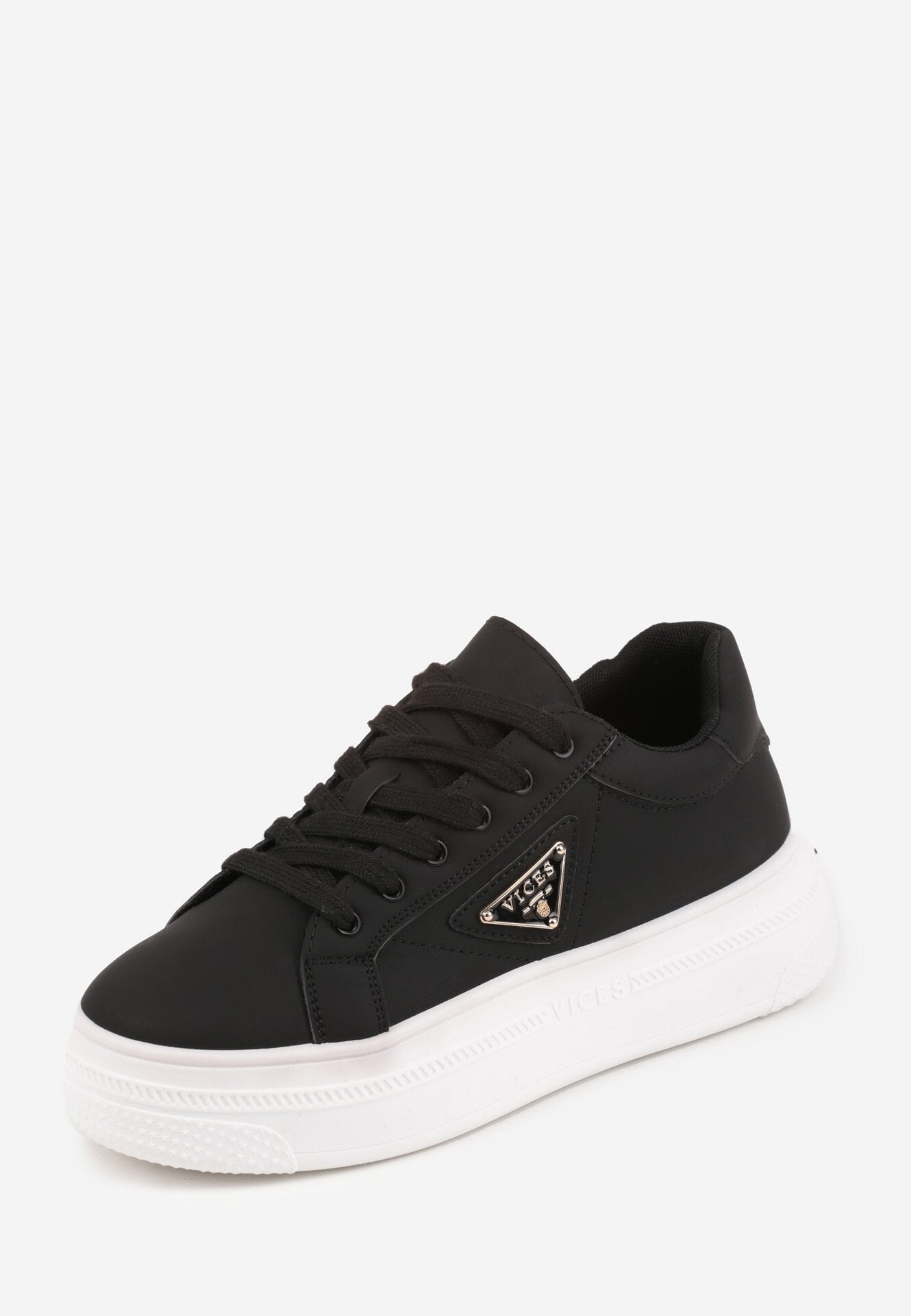 Czarne Sneakersy VICES na Grubej Podeszwie z Bieżnikiem Zdobionej Gwiazdką Natevia