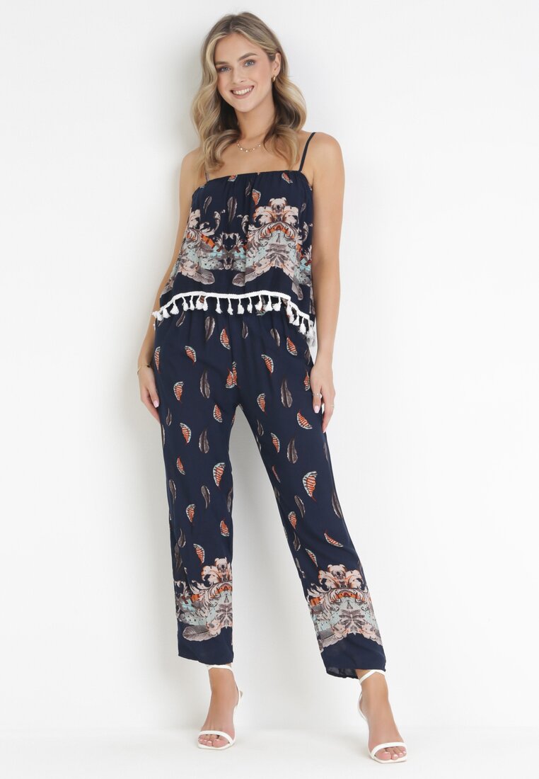 Salopetă Bleumarin cu maro