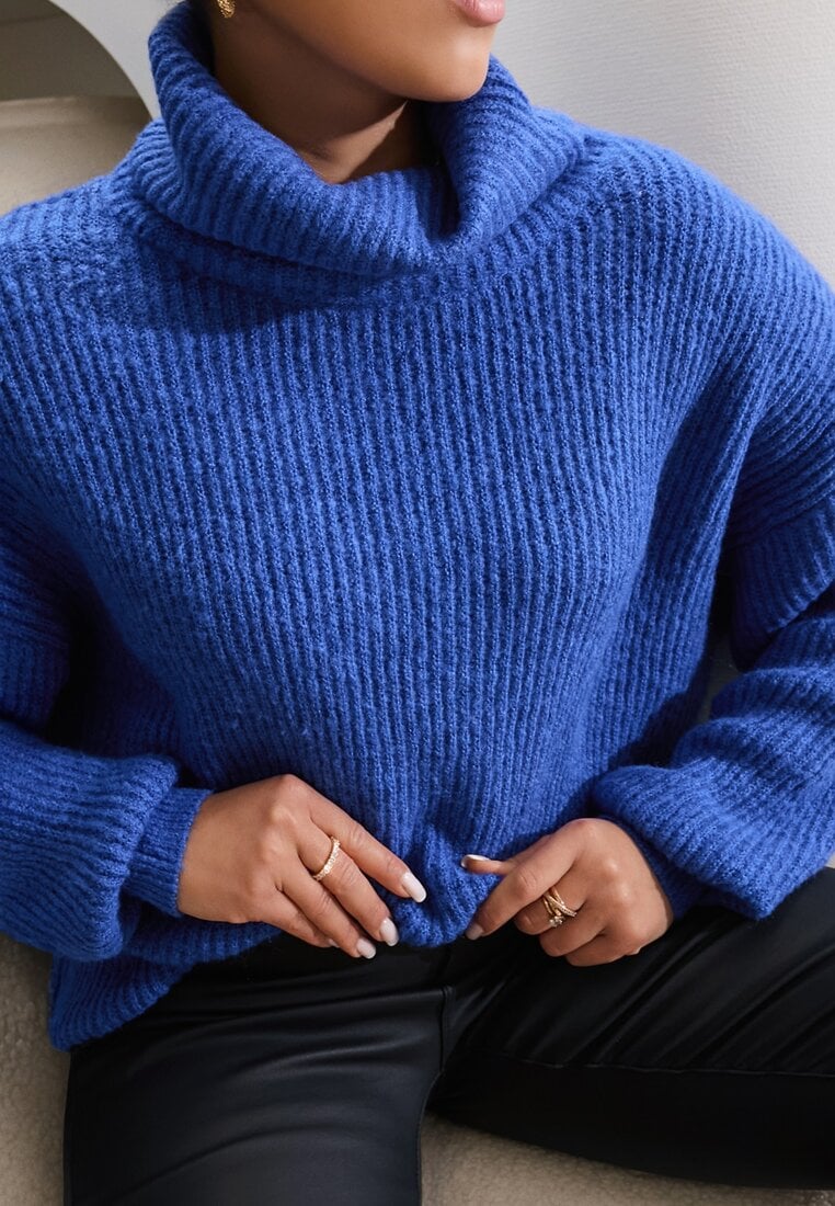 Pulover pe gât Bleumarin