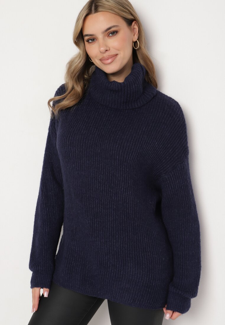 Pulover pe gât Bleumarin
