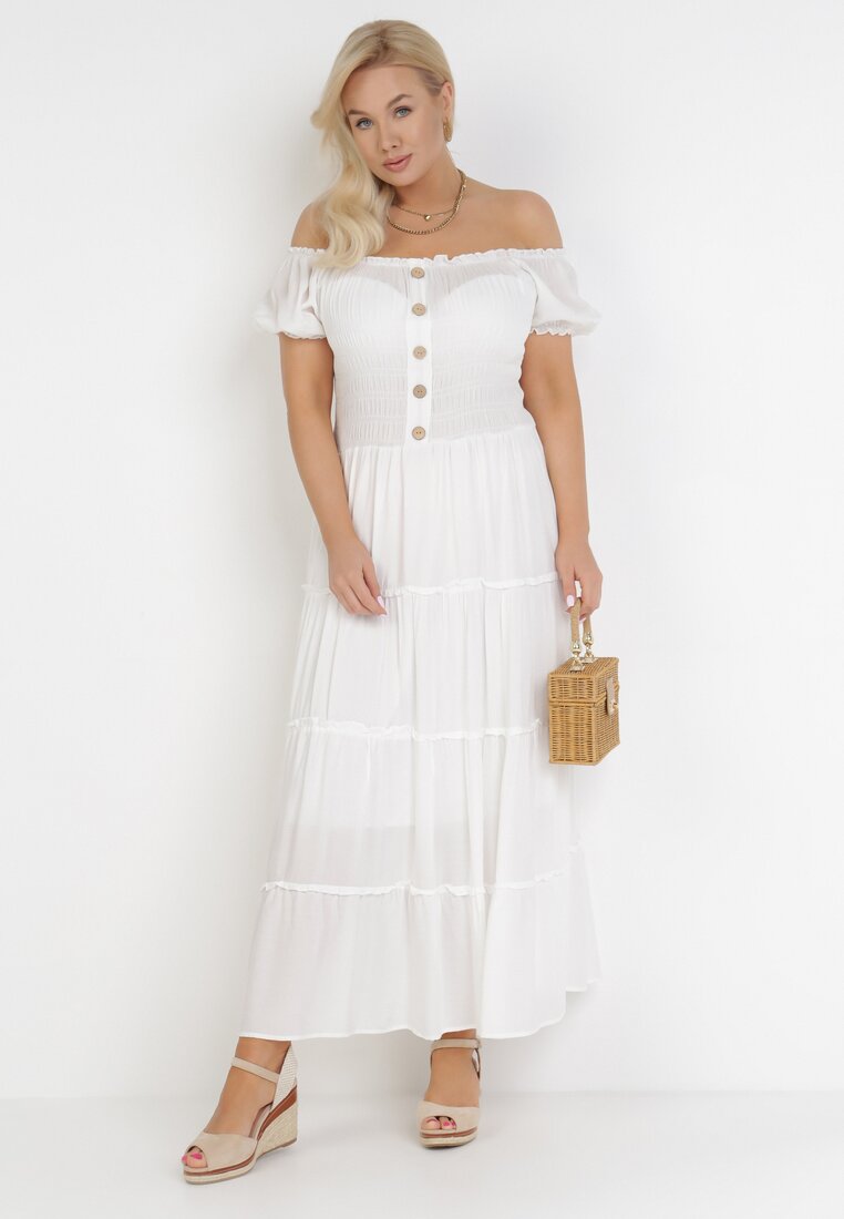 Rochie Albă din Viscoză cu croială spaniolă Ciririla