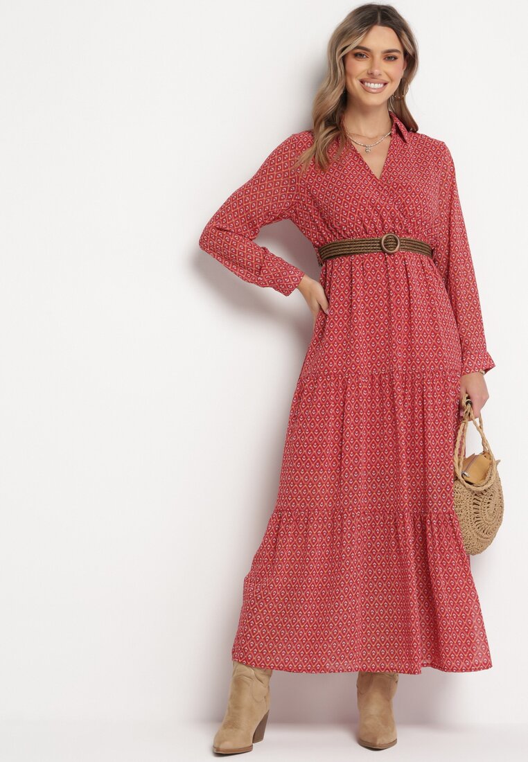 Rochie roșie cu curea Demusa