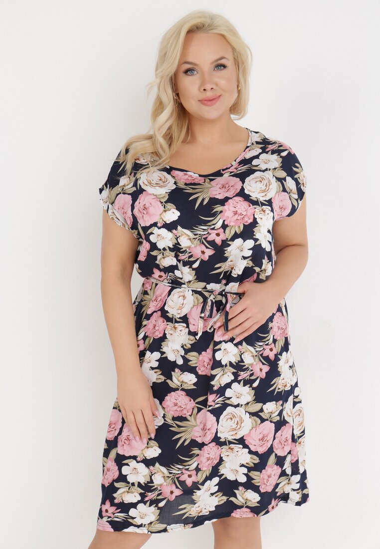 Rochie Bleumarin cu roz