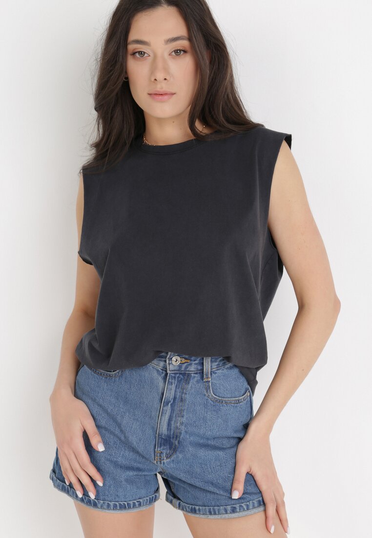 Top Negru din Bumbac Phaelina