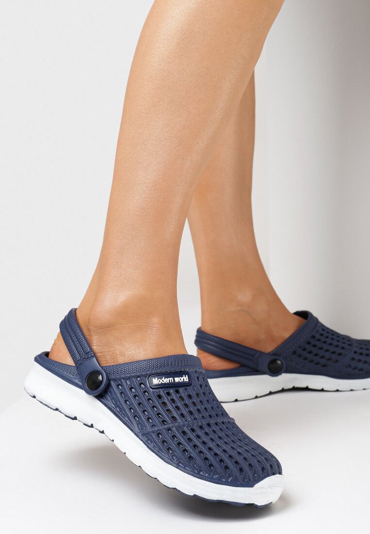 Papuci Bleumarin cu alb