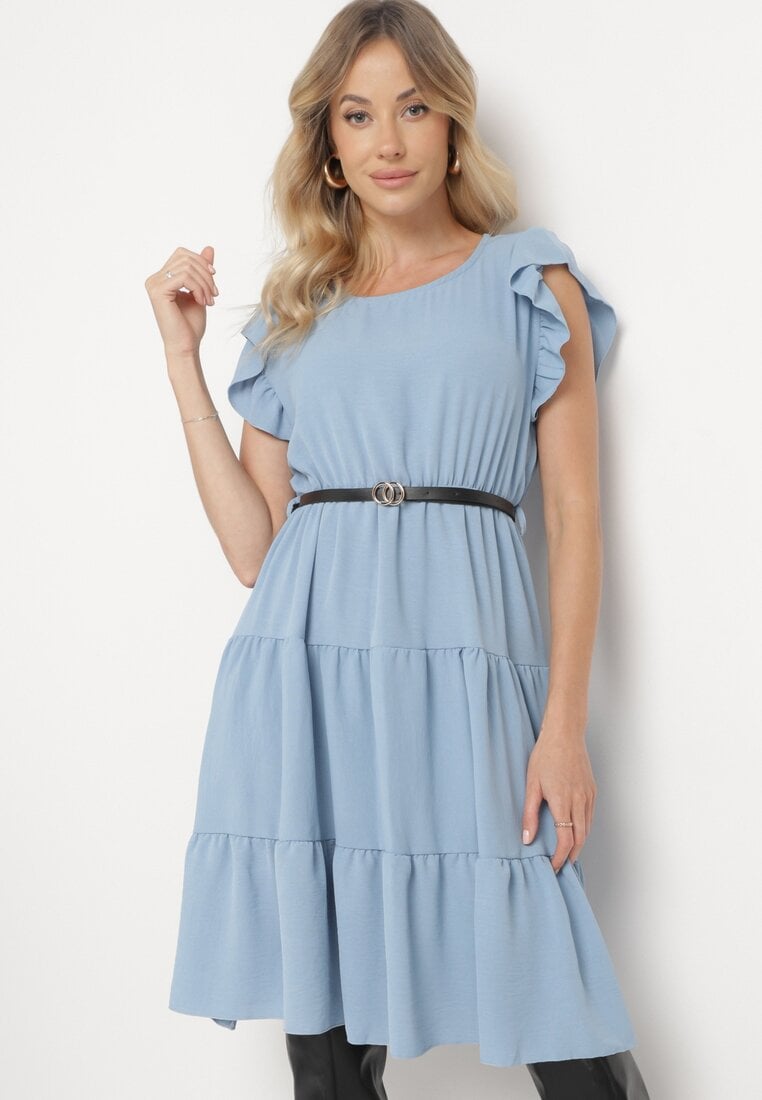 Rochie Albastră cu Centură Laodolea