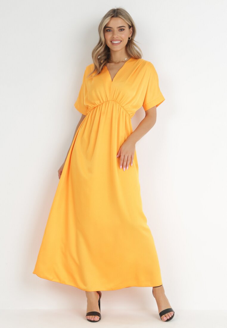 Rochie Portocalie Satinată Alemyllis