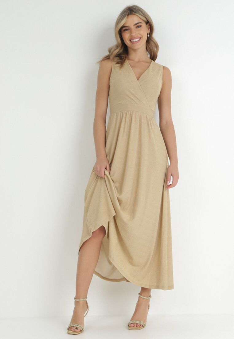 Rochie Bej-Auriu Kephadia