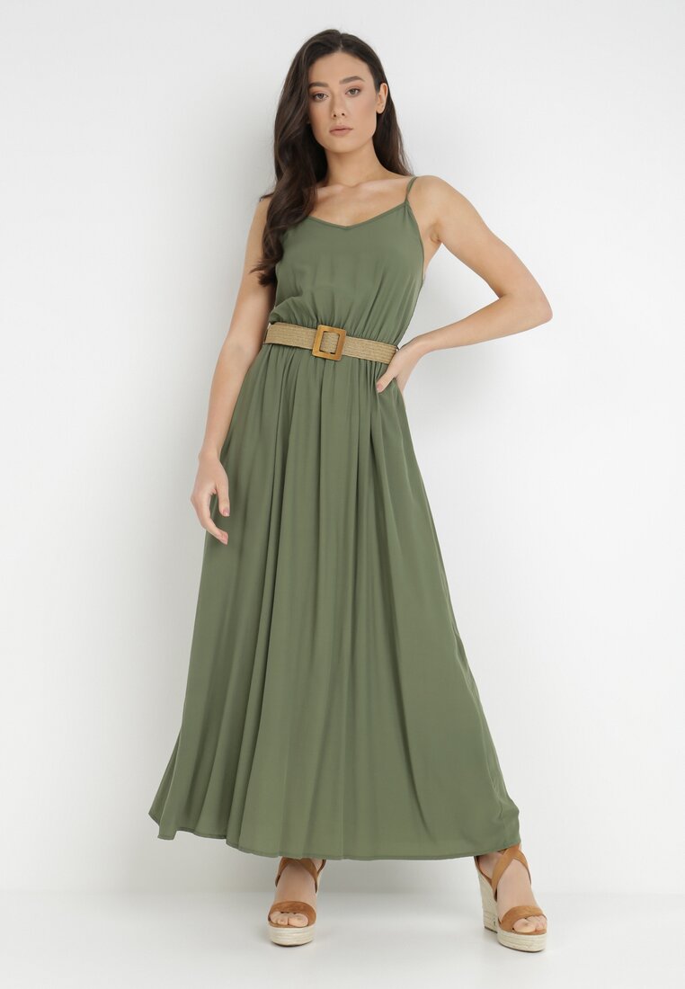 Rochie Verde închis cu Curea Chrysaleia