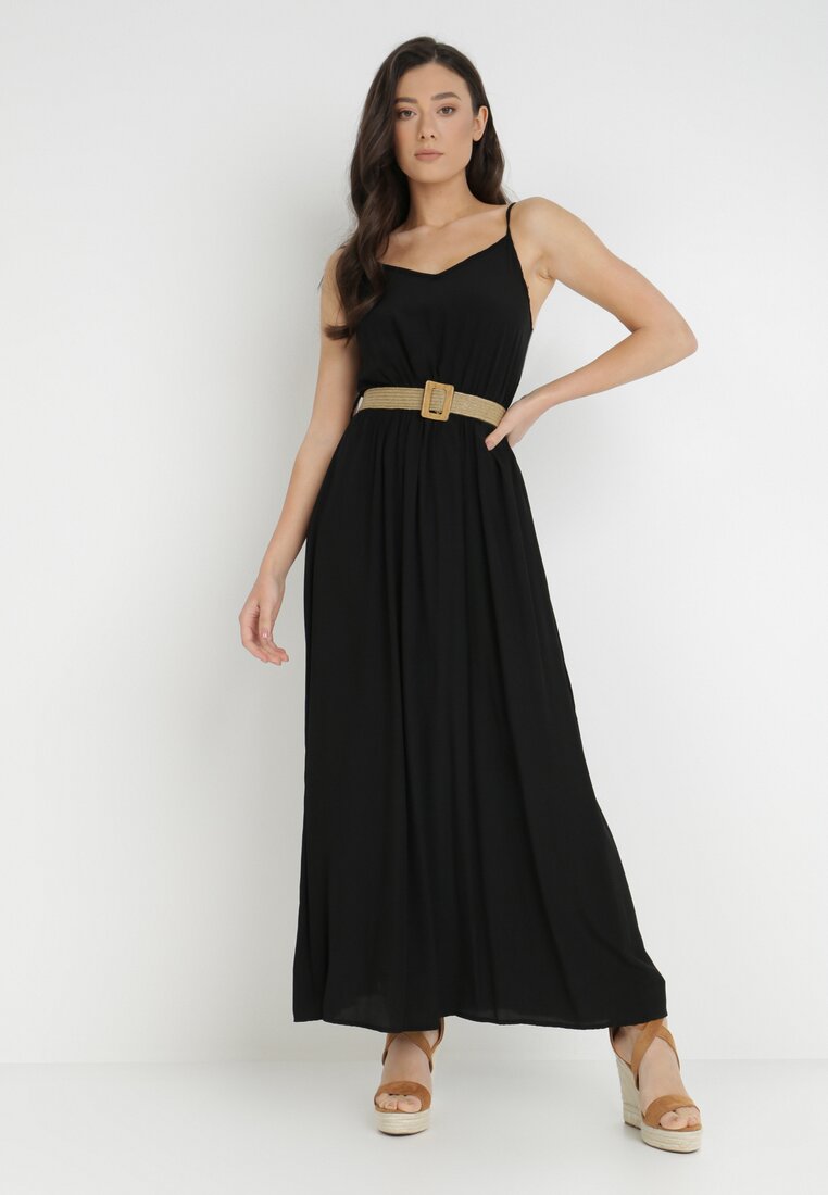 Rochie neagră cu curea Chrysaleia