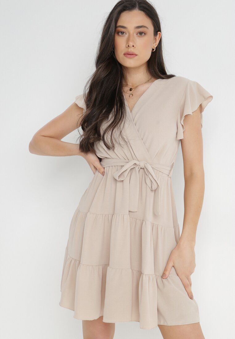 Rochie Bej deschisă cu curea Laodima