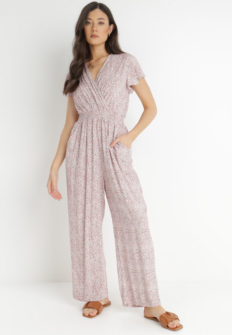 Salopetă Roz-Alb din Viscoză Ariamaya