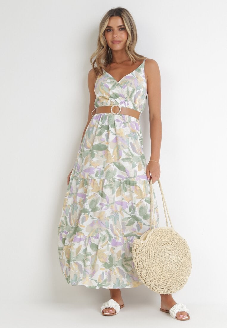 Rochie Albă cu verde