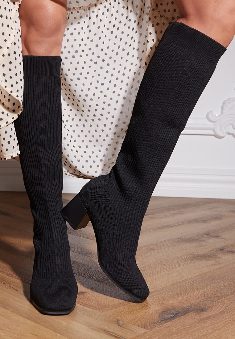 Cizme Negre cu Carâmb Elastic Melaste